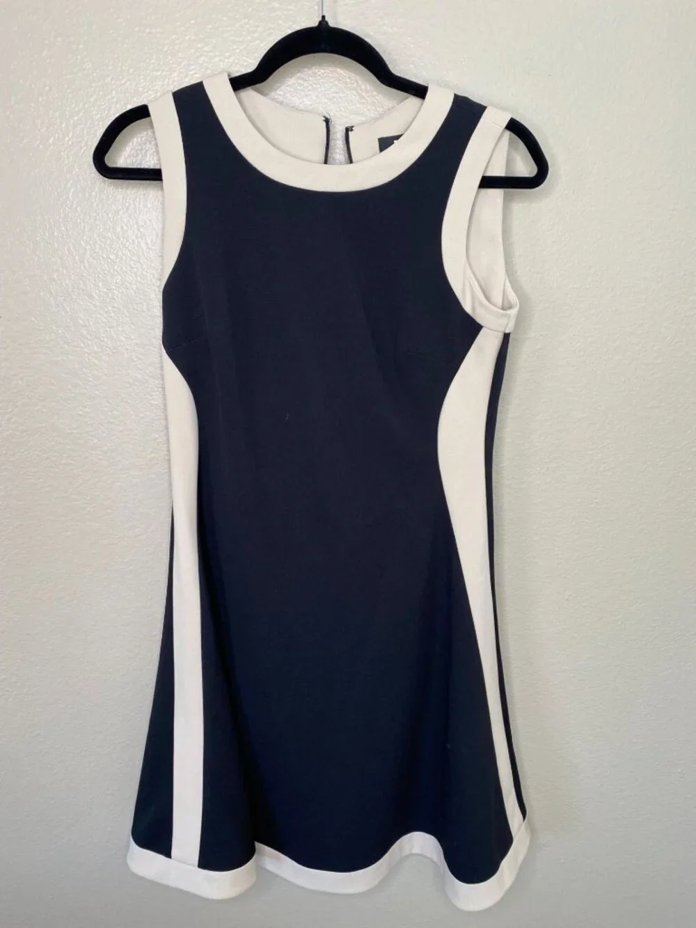 DKNY Black Tan Sleeveless Colorblock A-Line Dress Size 4 Polyester Mini - Picture 2 of 7